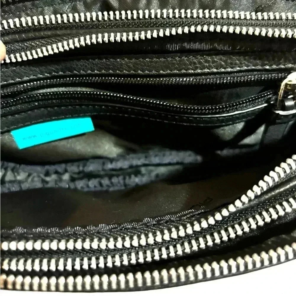 Piquardo black  unisex leather crossbody/ fanny pack/ wristlet bag - Picture 15 of 15